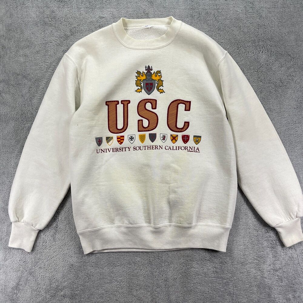 Vintage USC Trojans Football Sweatshirt Men Small White NCAA